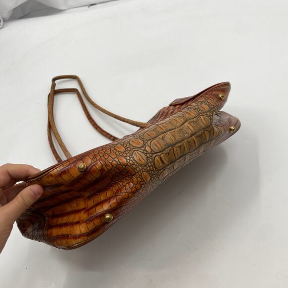 Brahmin brown exotic leather shoulder bag - Picture 7 of 8